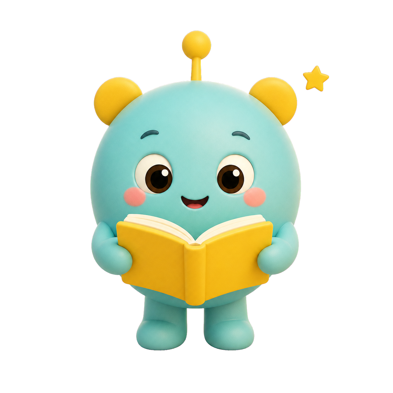 Poko reading a book